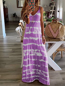 Purple Stripe V-neck Cami Maxi Dress