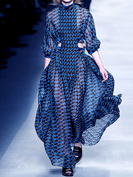 Blue Cut Out Detail Maxi Dress