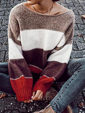 Burgundy Contrast Long Sleeve Sweater