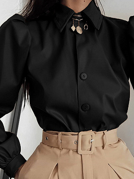 Black Puff Sleeve Shirt