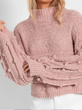 エイチシーエーイー HCAE HIGH NECK PUFF SLEEVE KNIT TOP （PINK） エイチシーエーイー HCAE HIGH NECK PUFF SLEEVE KNIT TOP
