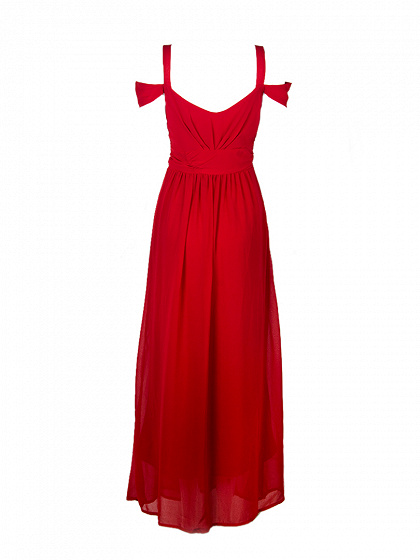 Cold Shoulder Split Maxi Prom Dress in Red | Choies