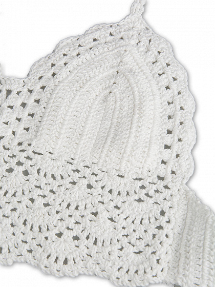 White Halter Crochet Bralet Top