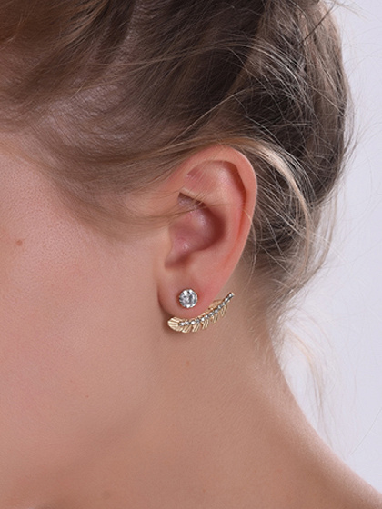 Golden Crystal Through And Through Leaf Earrings