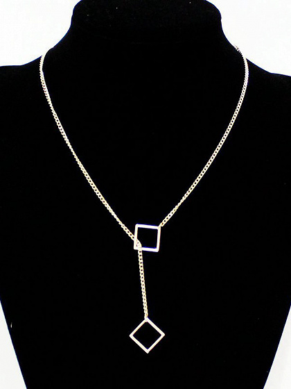 Silver Geometry Grop Thin Chain Necklace