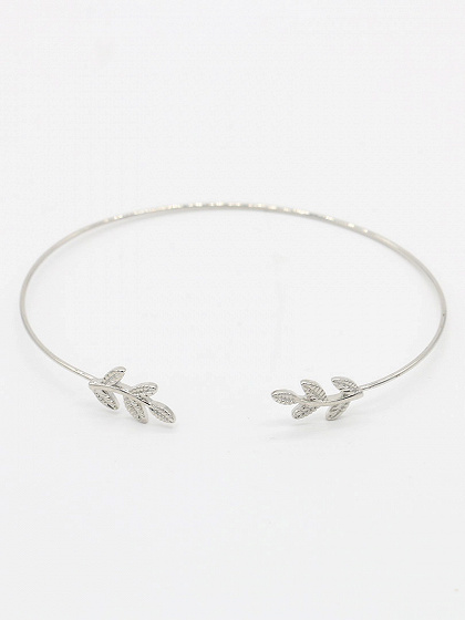 Silver Olive Leaf Shape Open Bracelet