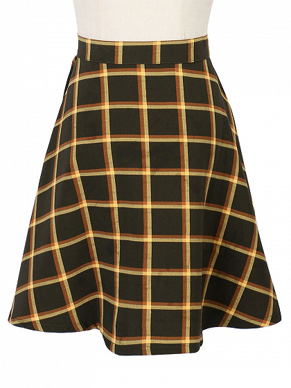 Black And Yellow Plaid High Waist Skater Skirt | Choies