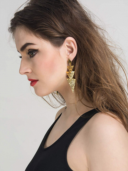 Golden Triangle Drop Statement Earrings