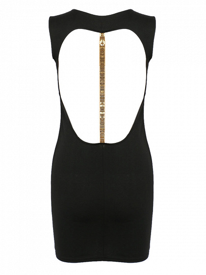 Black Sequined Backless Bodycon Mini Dress