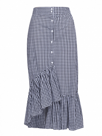 Monochrome Plaid High Waist Ruffle Hem Skirt | Choies