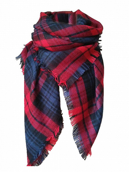 Multicolor Raw Hem tela escocesa de gran tamaño bufanda