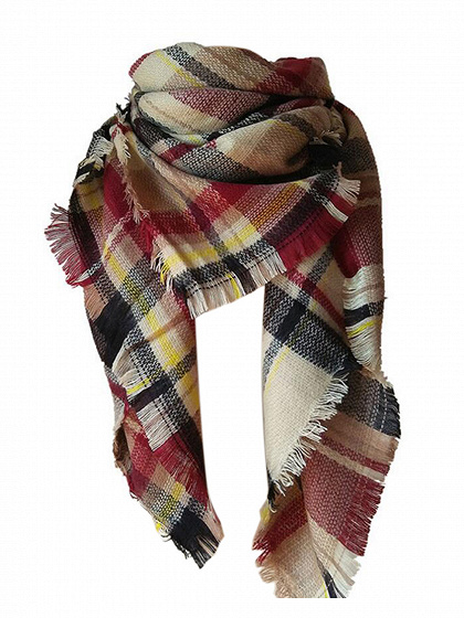 Multicolor Raw Hem tela escocesa de gran tamaño bufanda