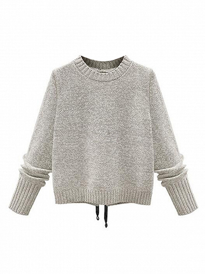 Cream Tie Up Back Knitted Sweater