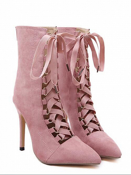 suede lace up heeled boots