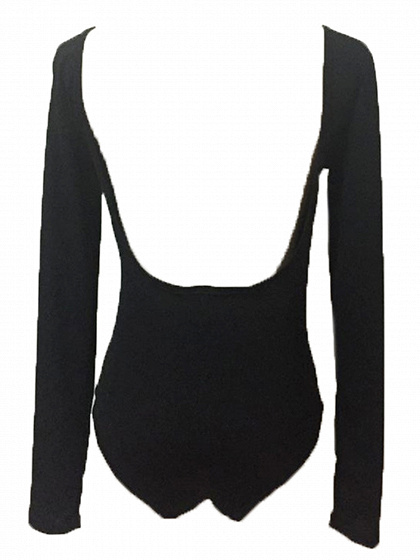 Black Open Back Long Sleeve Bodysuit | Choies