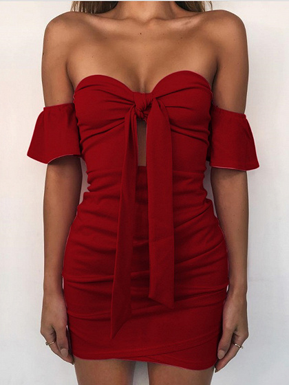 Hot Pink Bandeau Knot Front Bodycon Mini Dress