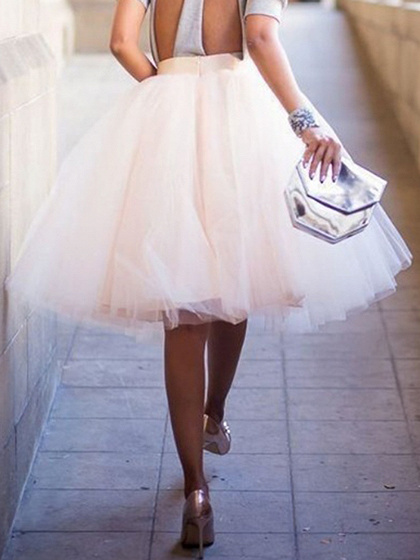 White High Waist Mesh Bubble Skirt | Choies