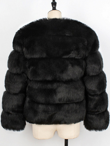 Black Faux Fur Long Sleeve Chic Women Coat | Choies