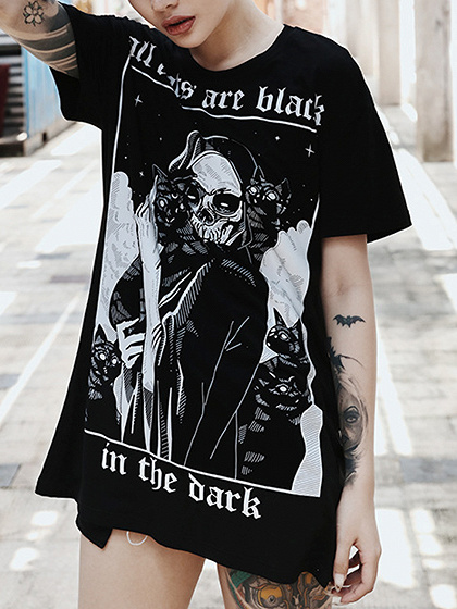 Black Skull Print T-shirt