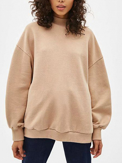 Khaki Long Sleeve Padded Sweatshirt