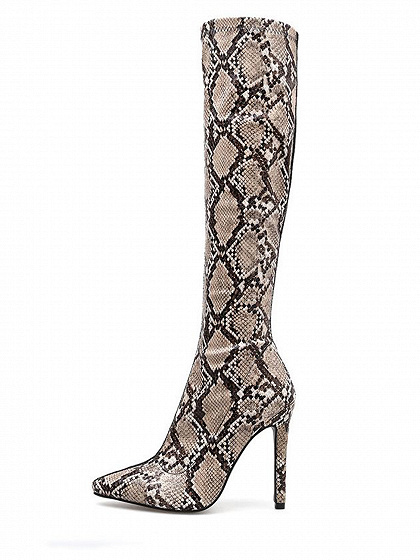 black snakeskin knee high boots