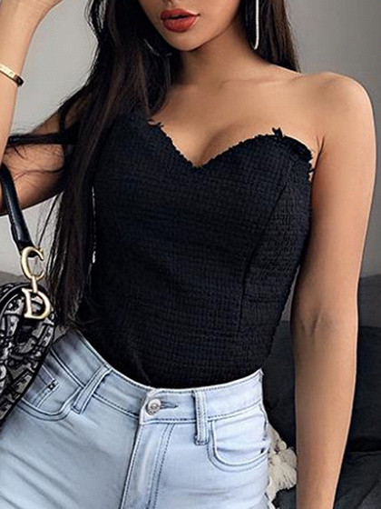 Black V-neck Bandeau Top