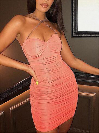 Red V-neck Bandeau Bodycon Mini Dress