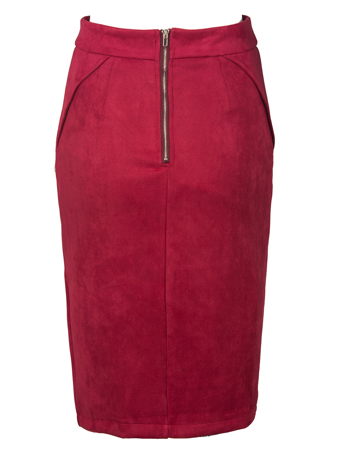 Women's Plain Pencil Skirt,Red main image 1
