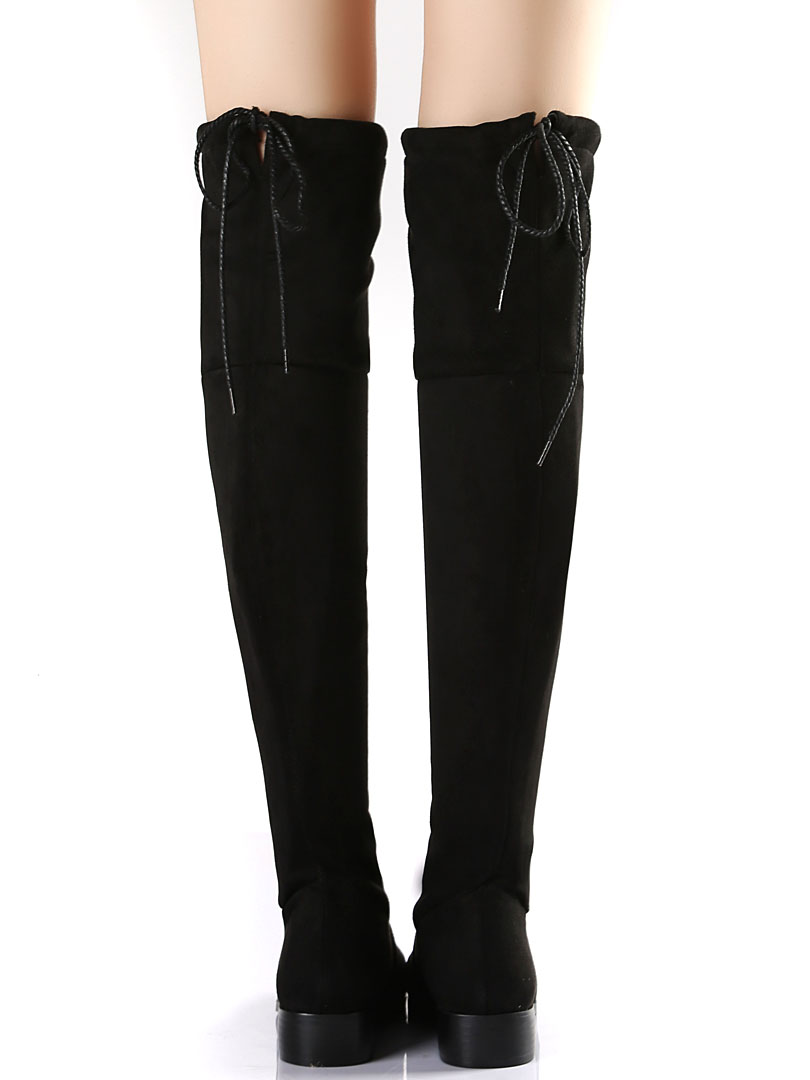 pointed toe over the knee flat boots