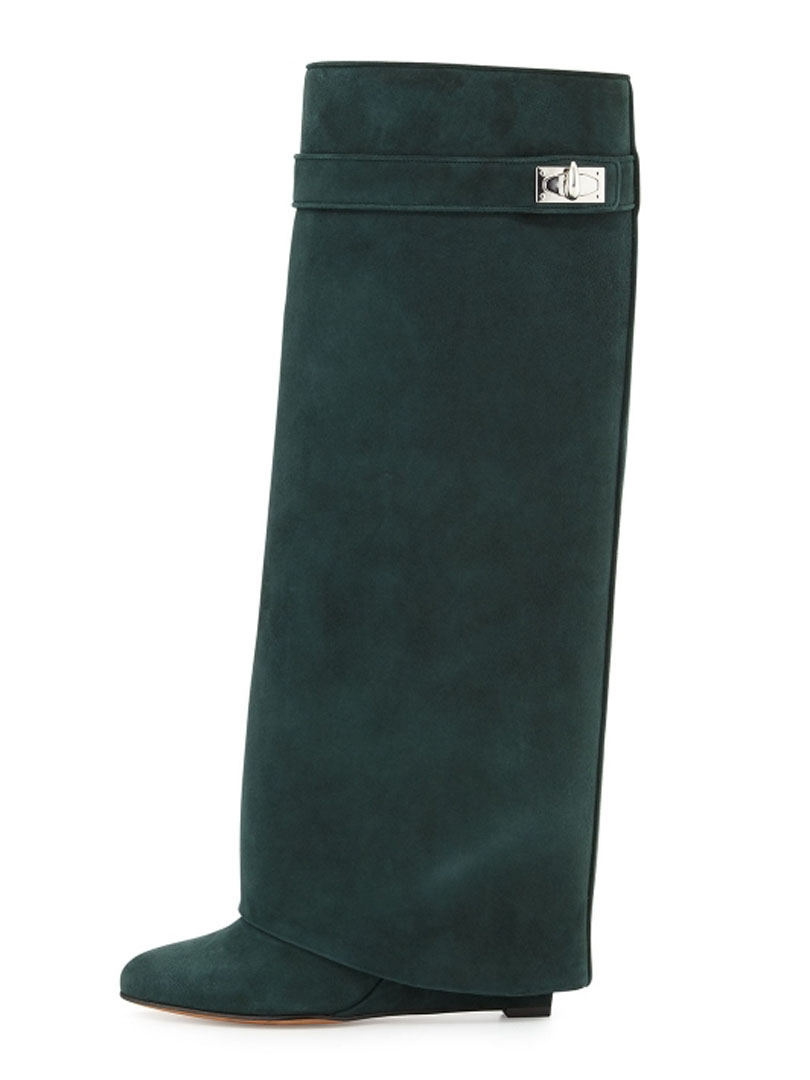 army green wedge boots