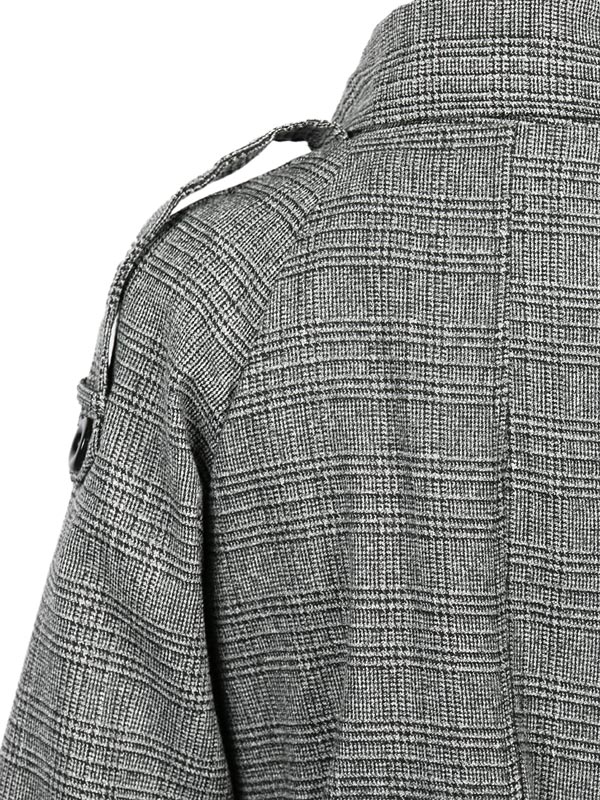 Monochrome Plaid Double-breasted Pocket Detail Tied Trench Coat | Choies