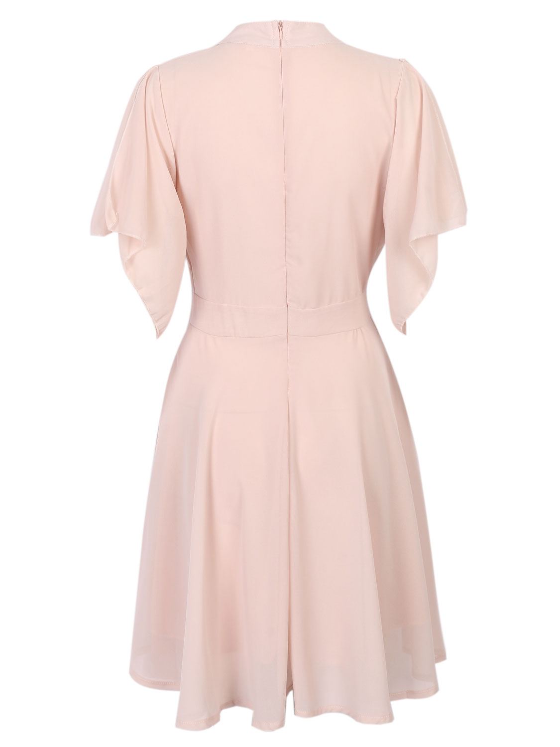 Pink High Neck Cut Out Front Wrap Detail Dress | Choies