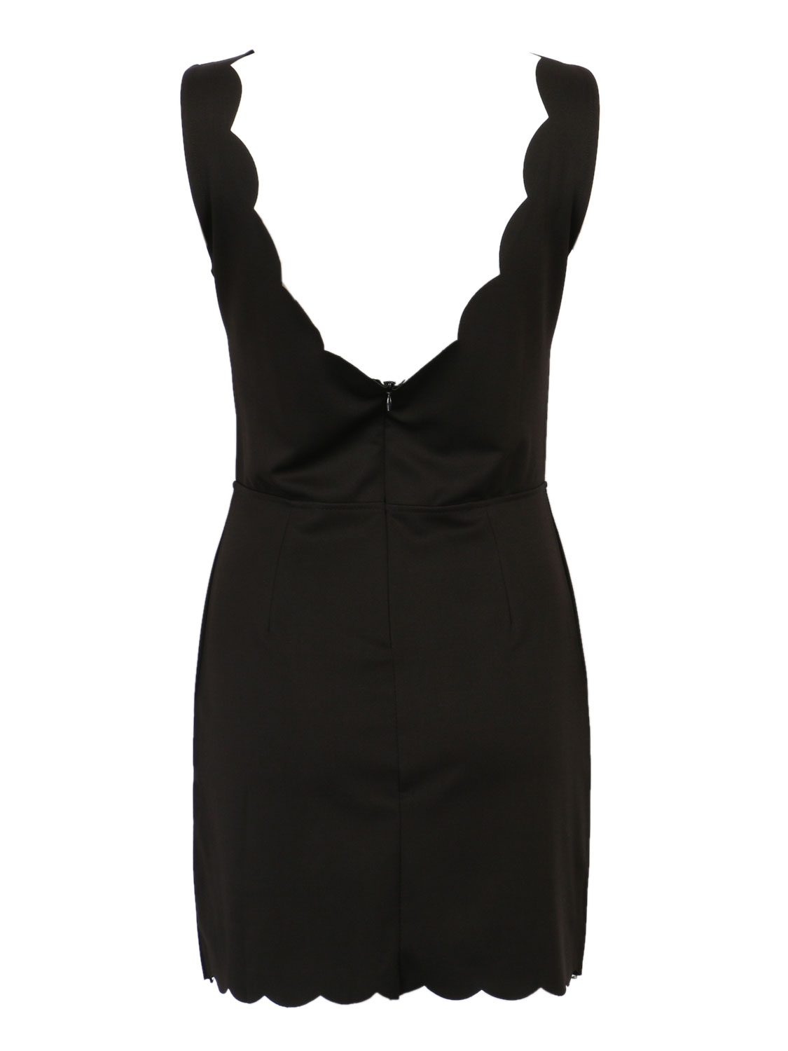 Black V-neck Cut Out Scallop Hem Mini Dress | Choies