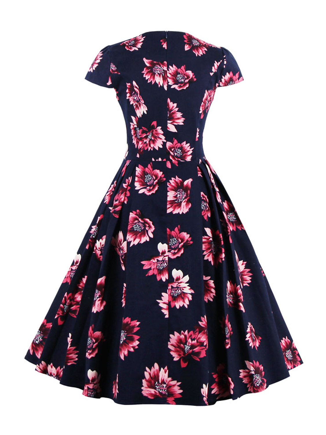 Black Sweetheart Neck Cap Sleeve Sunflower Print Skater Dress | Choies