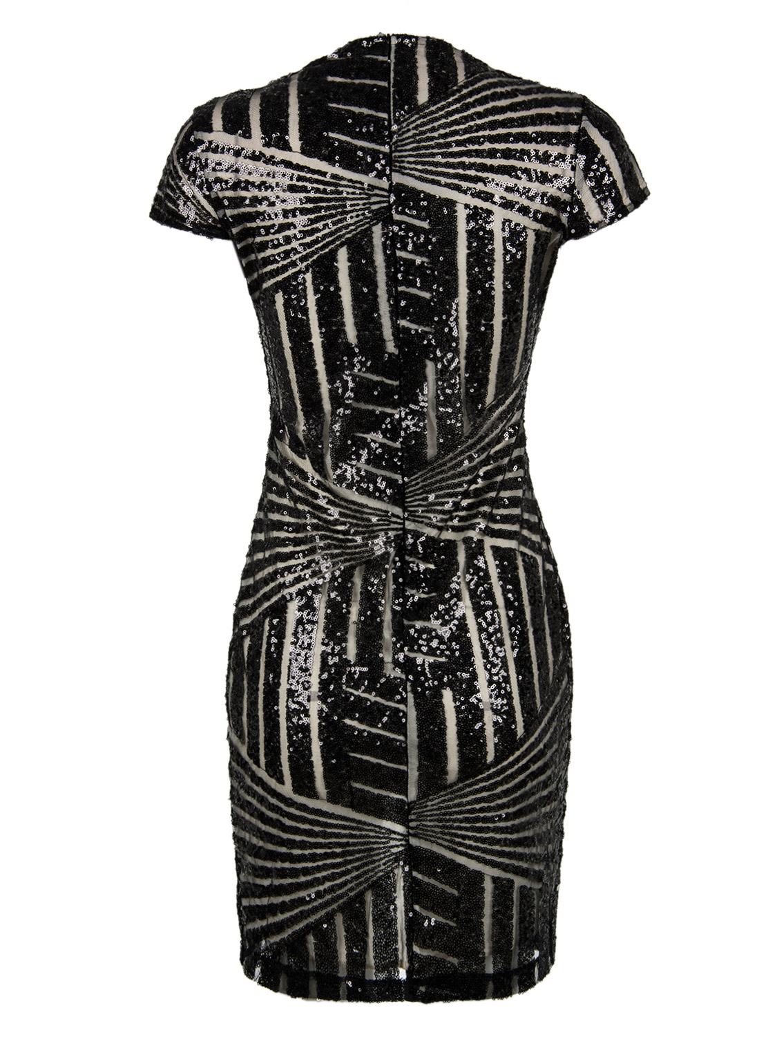 Black V-neck Sequins Cap Sleeve Bodycon Dress | Choies
