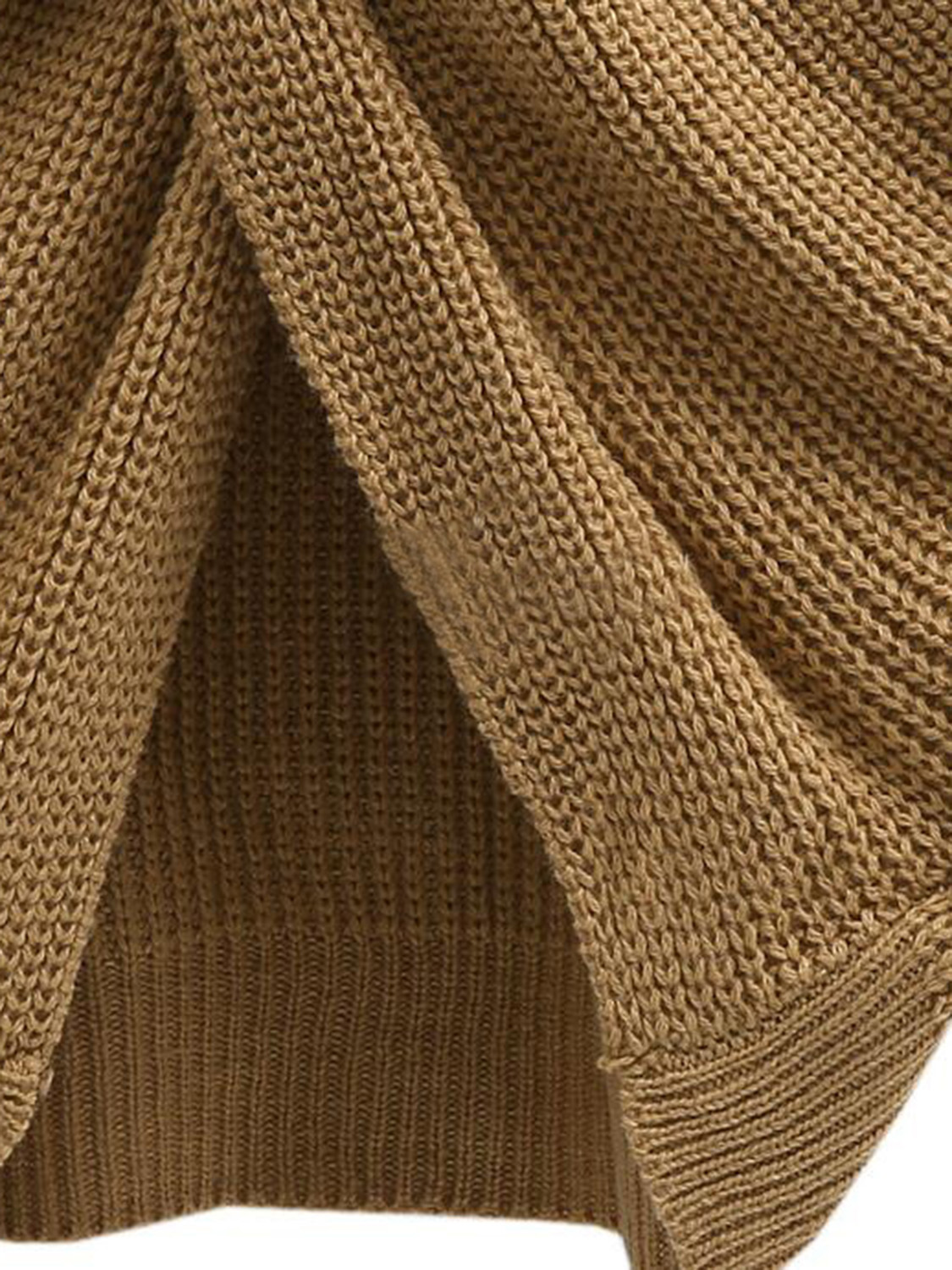 Khaki V-neck Knot Back Long Sleeve Knit Jumper | Choies