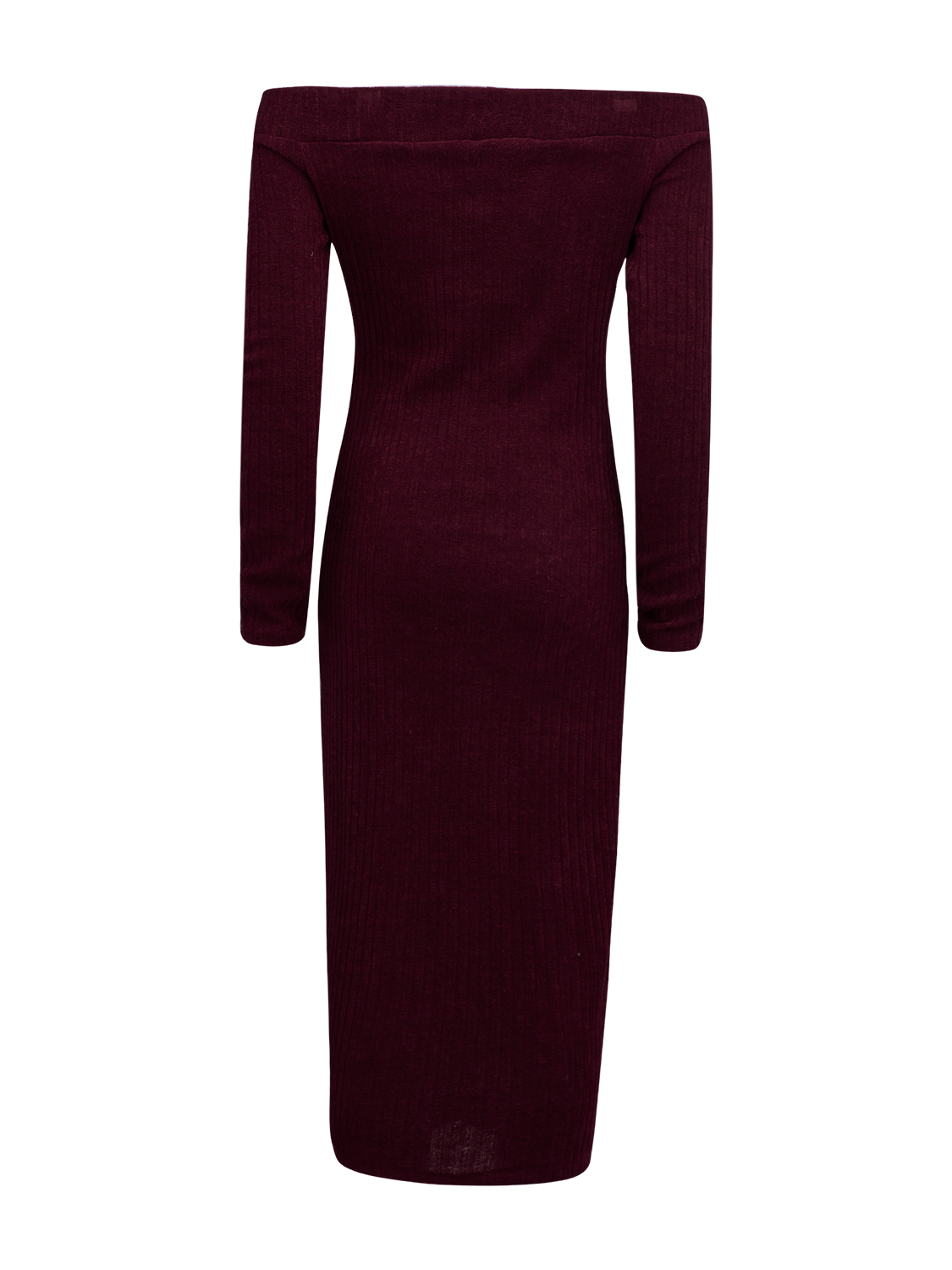 A Maroon Or Burgundy Long-sleeve Bodycon Maxi Dress