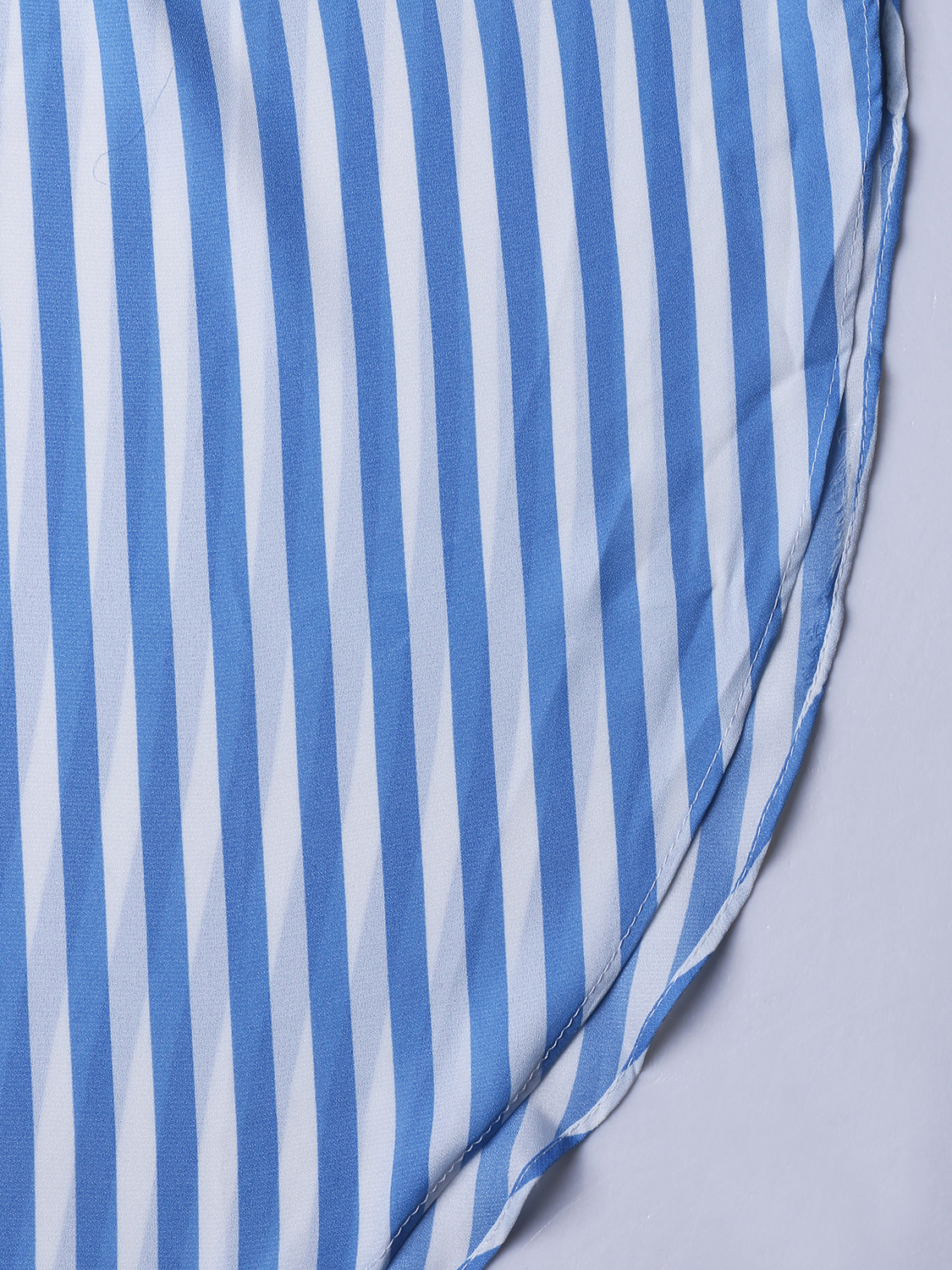 Blue Stripe Lapel Roll-up Sleeve Side Split Maxi Dress | Choies