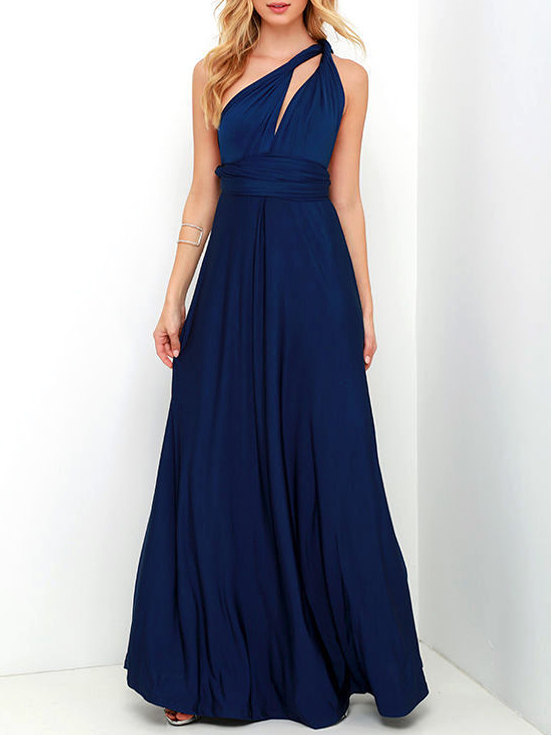 Navy Blue Multi-way Strap Maxi Dress | Choies