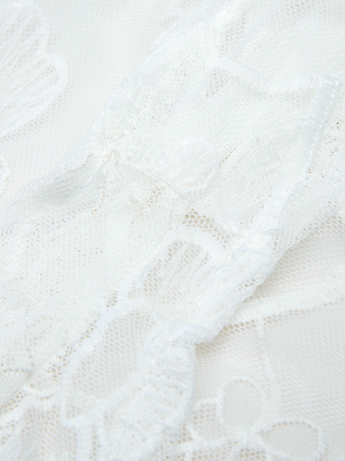 White Plunge Frill Strap Sheer Lace Bodysuit | Choies
