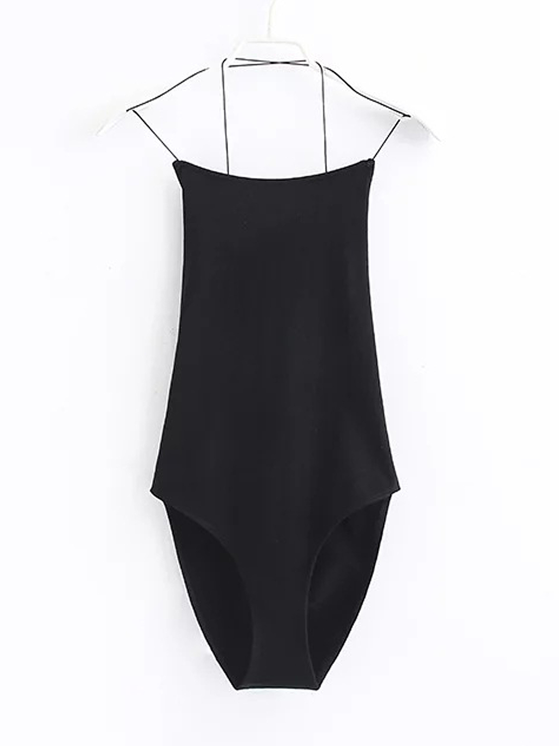 Black Spaghetti Strap Back Cross Backless Bodysuit | Choies