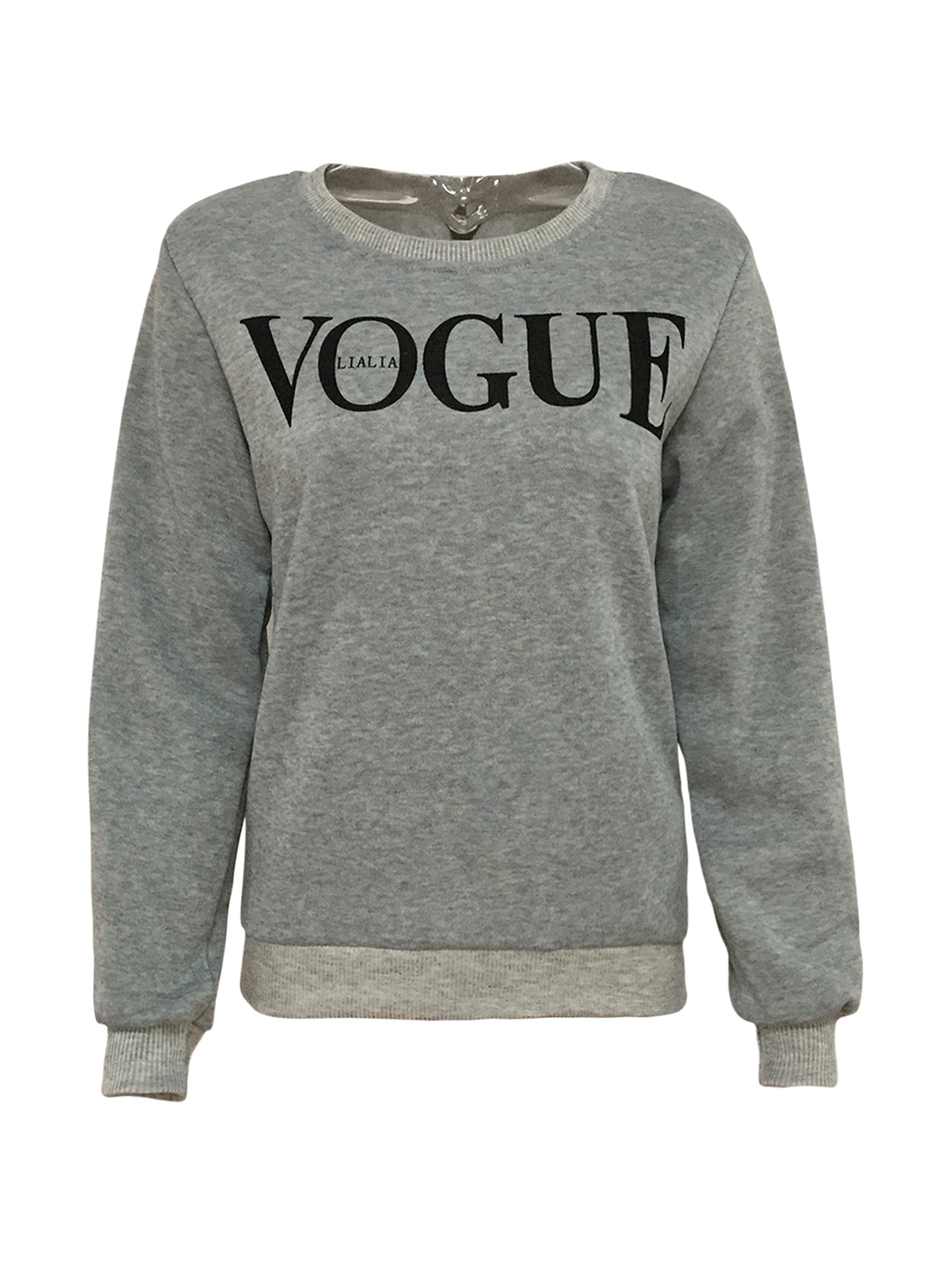 Gray VOGUE Print Front Sweatshirt | Choies