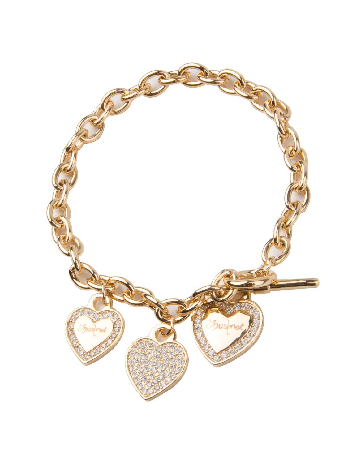Golden Crystal Embellished Heart Pendant Chain Bracelet | Choies