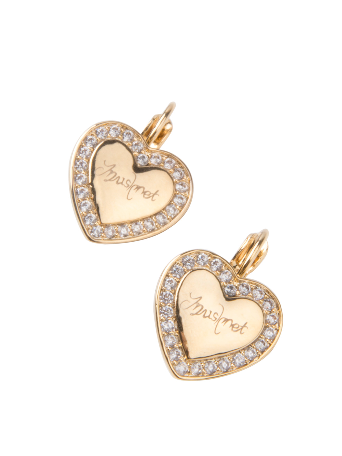 Golden Crystal Embellished Heart Hook Earrings | Choies