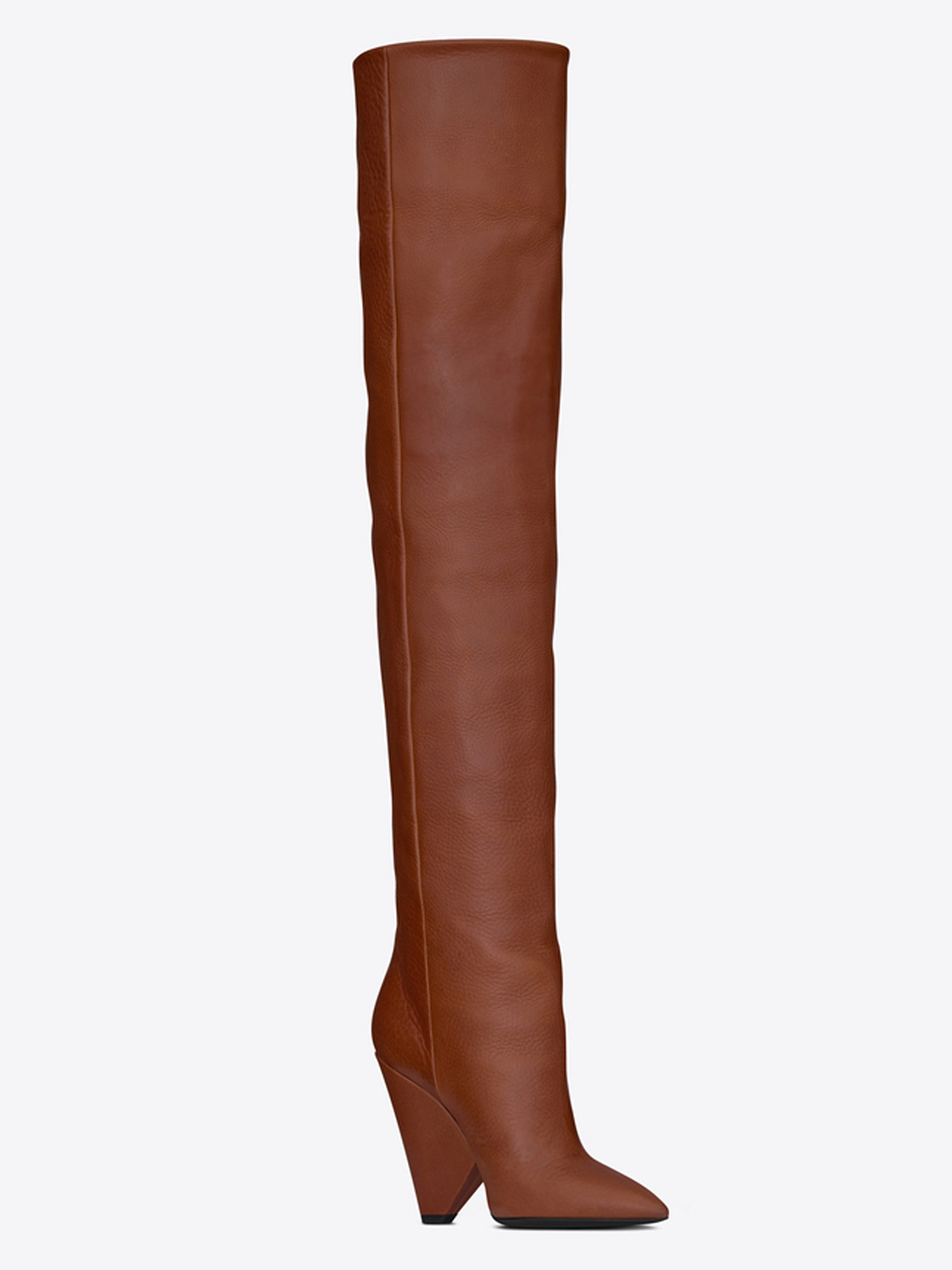 brown boots knee high heel