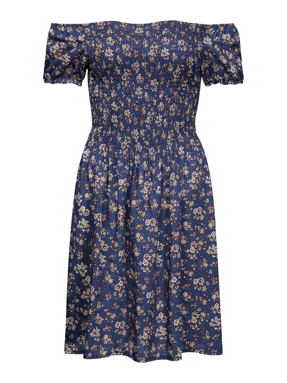 Navy Blue Off Shoulder Floral Print Mini Dress | Choies