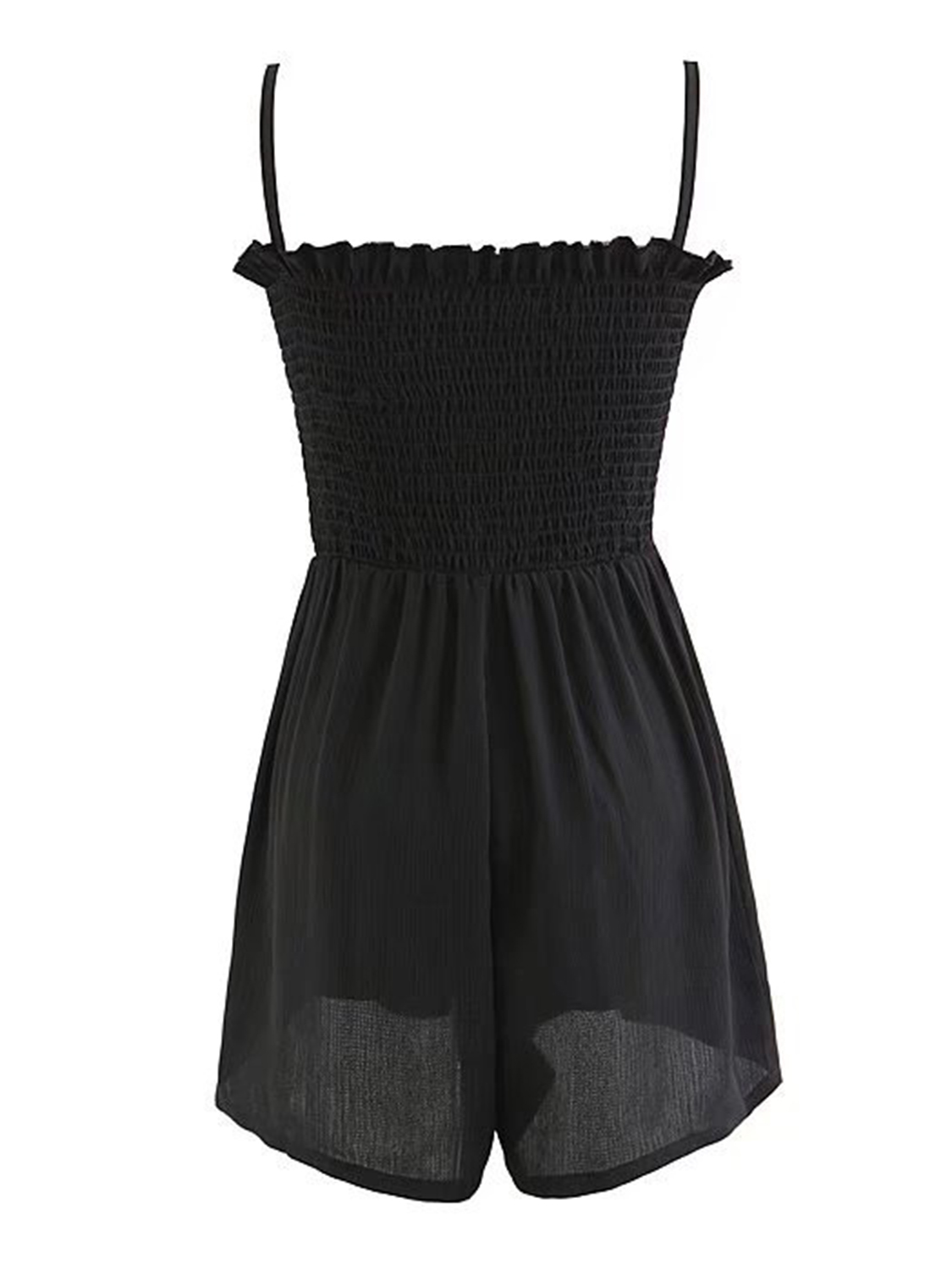 Black Spaghetti Strap Stretch Lace Up Front Romper Playsuit | Choies