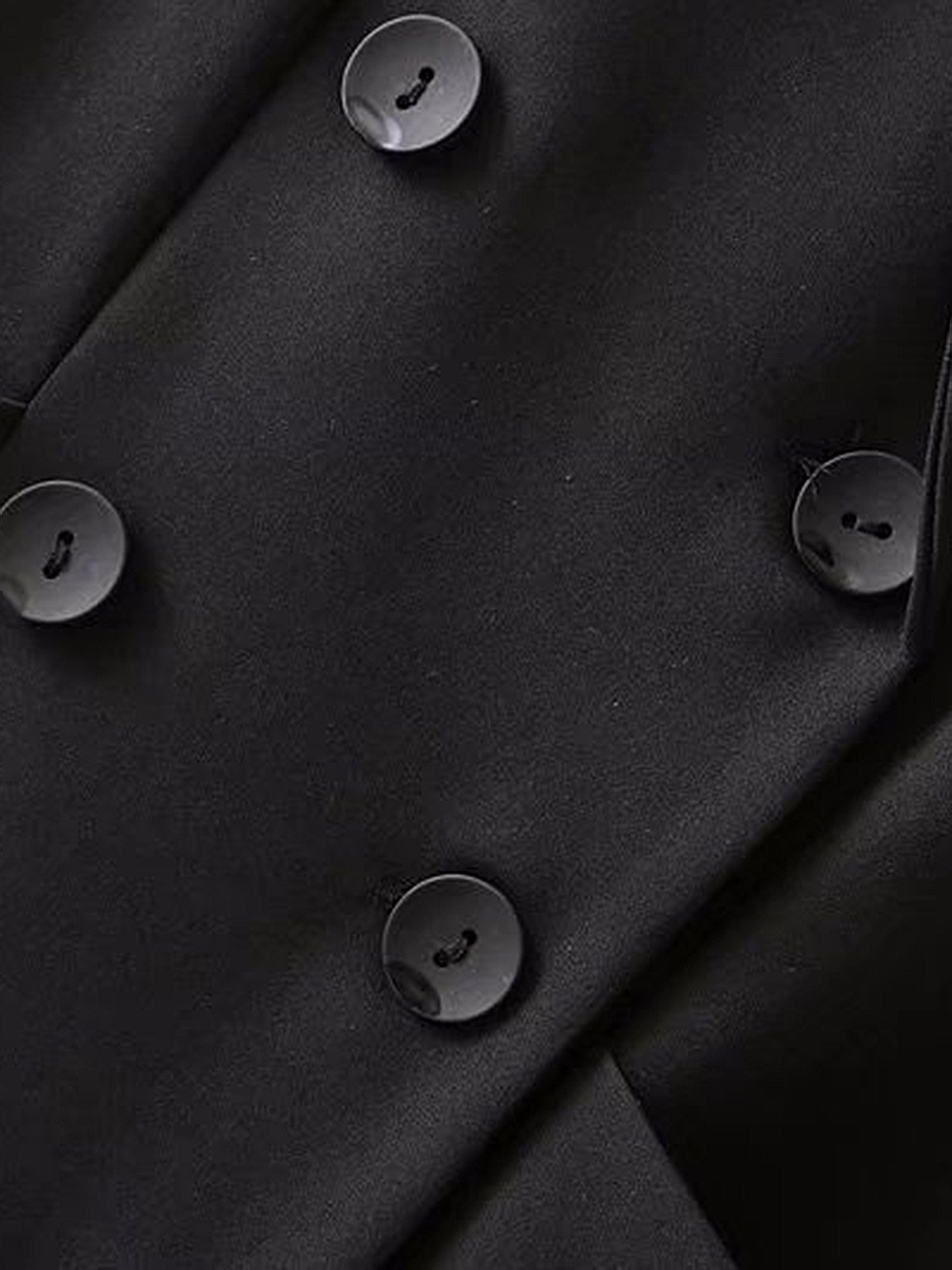Black Lapel Double-breasted Button Placket Mini Dress | Choies