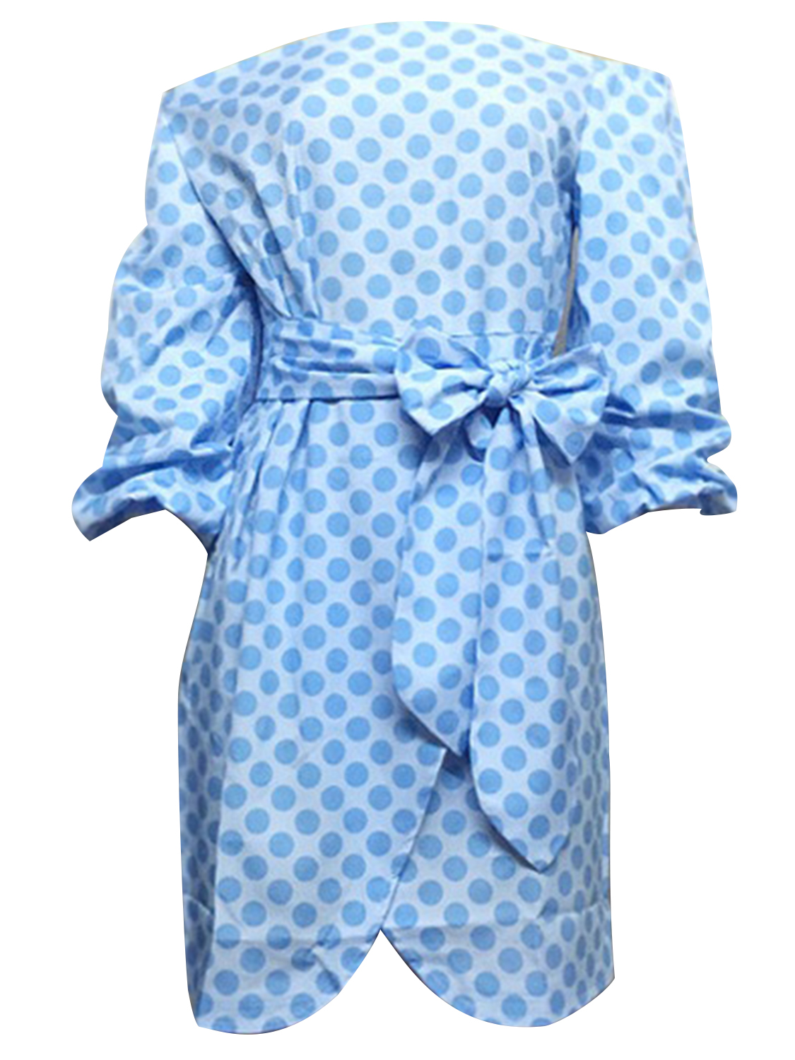 Light Blue Off Shoulder Polka Dot Puff Sleeve Mini Dress | Choies