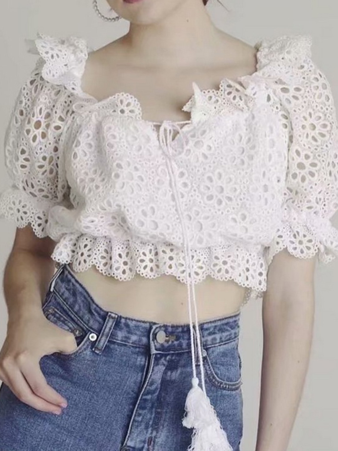 white frill tops